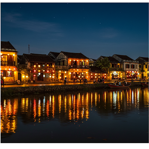 hoi an lantern street colorful night lights