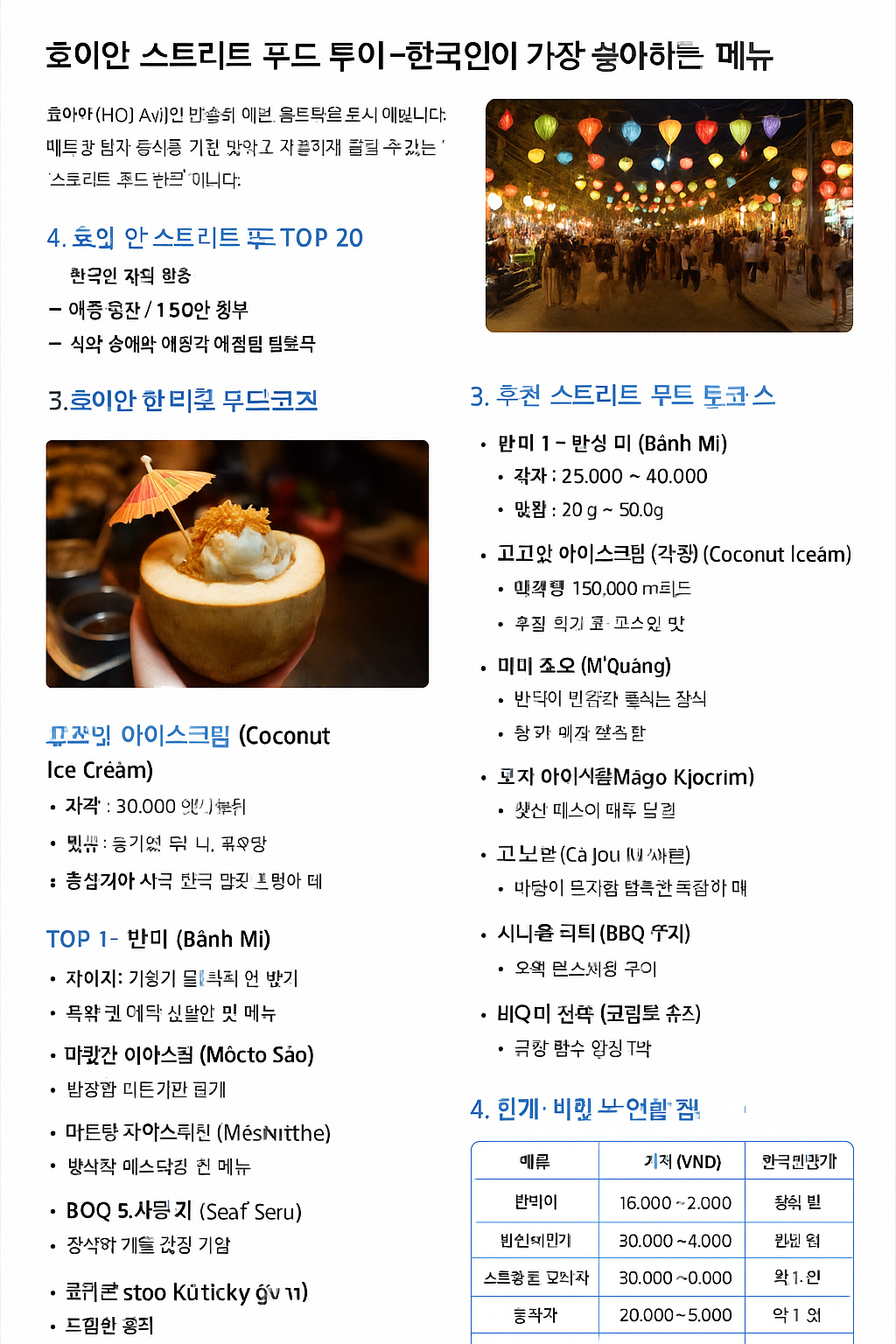 호이안 스트리트 푸드 투어 – 야시장 먹거리 완전 정복 (2025)